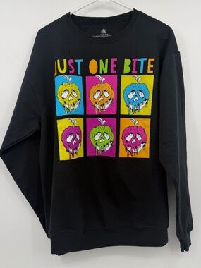 Disney Snow White Sweatshirt Women Medium Black Colorful Just One Bite Pullover